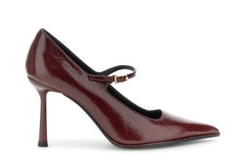 salones de piel efecto charol con pulsera al tobillo bordeaux 37