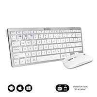 teclado  raton inalambrico subblim plateado  blanco