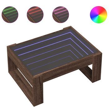 Mesa De Café - Mesa De Centro Con Infinity Led Marrón Roble 70x53x30 Cm
