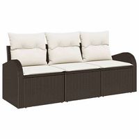 conjunto de sofa de jardin 3 piezas  mueble de jardin marron y blanco poliratan