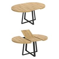 mesa extensible efecto madera de roble anudada 158x110h77 cm