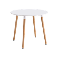mesa de comedor redonda nola blanco y madera natural