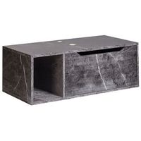 mueble de pared para bano suspendido 2 estantes 80 x 40 cm efecto marmol negro cascavel