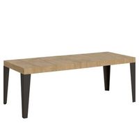 mesa extensible 200460x90 cm flame premium roble natural con patas antracita
