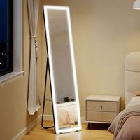 espejo de pie o pared de aluminio vidrio homcom 40x37x1575 cm-plata