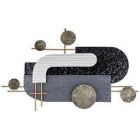 decoracion de pared de metal negro dorado blanco gris 86 x 55 cm geometrico lutetium