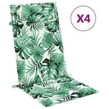 Cojines Silla Respaldo Alto 4 Uds Tela Oxford Estampado Hojas Vidaxl