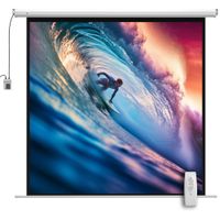 homcom pantalla de proyector electrica 92 pulgadas pantalla de proyeccion con control remoto formato 11 hd 4k blanco