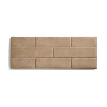 Cabecero De Cama 80 Muro Ladrillos Tela Antimanchas 112x57x5cm Camel Claro