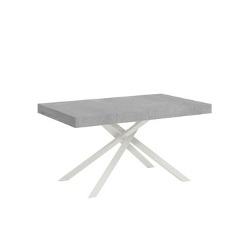 Mesa extensible 90x140/244 cm efecto madera gris cemento, hierro