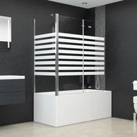 mampara de bano vidrio templado a rayas 120x68x130 cm cfw78576