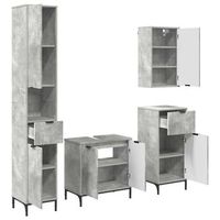 juego de muebles de bano gris concreto madera compuesta metal vidaxl