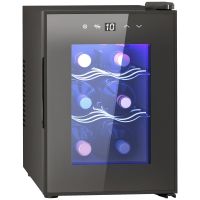 homcom nevera vinos con luz led interior temperatura regulable y estantes negro