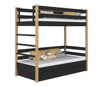 Litera de madera con cajón n03 negro / roble