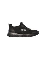 zapatillas skechers work squad mujer black flat knit