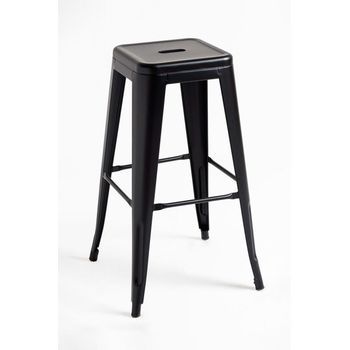 Pack 2 Taburetes Torix Altos 76 Cm De Acero Reforzado 76*30*30 Cm - Negro Mate