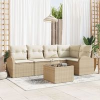 juego de sofa de jardin de 6 piezas con cojines marron poliratan v6378 unico  beige