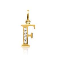 8k colgante de oro letra f con circonita