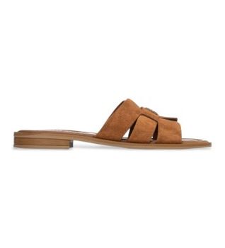 Carmela para mujer. 16306105-CAMEL Sandalias de Piel 163061 marrón (38), Plano, Serraje, Ninguno, Casual
