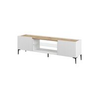 mueble tv nora blanco y madera natural