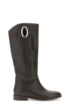 botas de piel con accesorio dorado dark brown 36