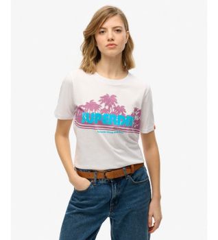Superdry para mujer. W1011710A Camiseta Outdoor Stripe Relaxed blanco (M), Casual, Algodón, Manga corta