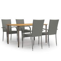 set de muebles de comedor de jardin 5 piezas de ratan gris vidaxl