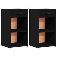 pack 2 uds mesitas de noche  mesilla de noche madera de ingenieria negro 35x34x65 cm