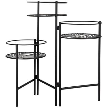 Soporte para macetas de hierro forjado negro