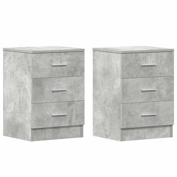 Pack 2 Uds Mesitas De Noche | Mesa Auxiliar | Mesilla Aglomerado Gris Hormigón 38x35x56cm
