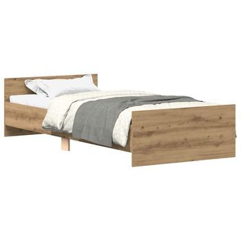 Estructura De Cama Sin Colchón Madera De Ingeniería Roble Vidaxl
