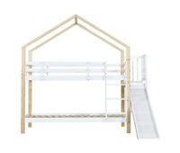 litera con tobogan y escalera - estructura de madera maciza - 90x200 cm - blanco