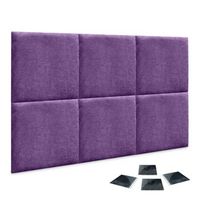 dhome juego de 6 paneles tapizados de tela autoadhesivos para pared acusticos absorbentes proteccion impactos cabeceros lila 60x60cm x6
