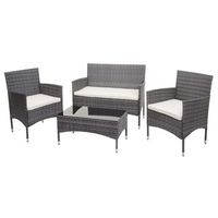 muebles de jardin balcon jardin en poliratan gris sofa sillones mesa cojin crema 040004210