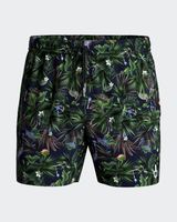 banador short con estampado tropical