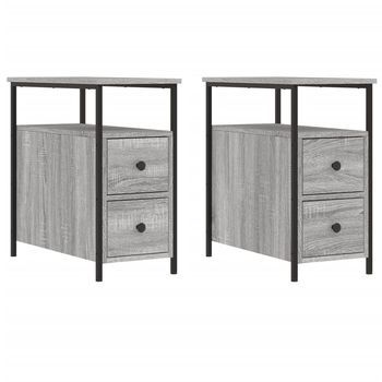 Juego De 2 Mesitas De Noche - Mesillas Madera Ingeniería Gris Sonoma 30x60x60 Cm Mc6037