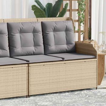 Sillón Reclinable De Jardín | Silla De Exterior Con Cojines Ratán Sintético Beige Cfw494816