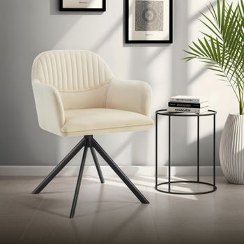 2 sillas de comedor giratoria 360º terciopelo, 56x59x81 cm crema/negro
