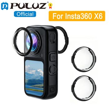 PULUZ Cubierta Protectora de Lente Giratoria de Vidrio 9H para Insta360 X6, Cámara de Acción X6, Cubierta de Lente HD de PC Resistente a Arañazos y al Desgaste