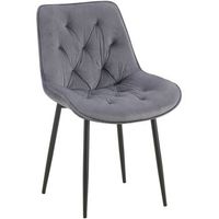 silla de comedor wallace de terciopelo gris oscuro 59x52x84 cm clp