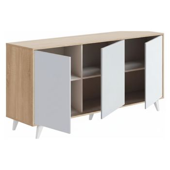 Aparador imitación madera de roble, blanco 154x40h72 cm