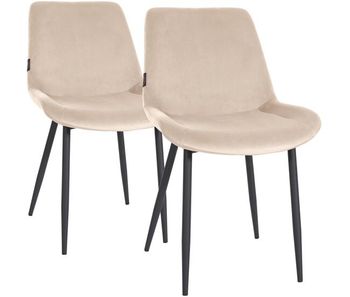 Juego de 2 sillas de comedor victoria de terciopelo crema 60x51x80 cm