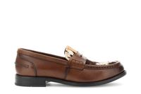 mocasines de piel con insercion de piel efecto pony cognac