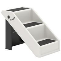pawhut escalera para perros plegable de 3 peldanos para mascotas mayores para cama sofa 53x305x365 cm crema