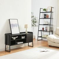 set de muebles storfjord 2 piezas 1x estanteria escalonada 1x mesa tv metal - negro encasa