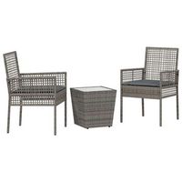 juego bistro de jardin 3 piezas  mueble de jardin gris ratan sintetico