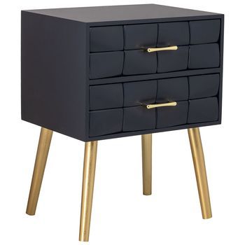 Mesita De Noche De Madera Negra 50x38x73h Cm
