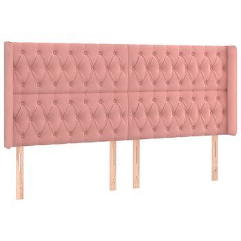 Cabecero Con Orejas De Terciopelo Rosa 183x16x118/128 Cm Vidaxl