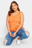 yours camiseta basica naranja sin mangas mujer curvy y tallas grandes yours