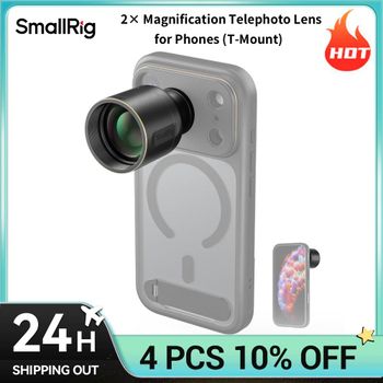 Lente Teleobjetivo SmallRig con Aumento de 2x para Teléfonos Inteligentes (4x / 5x), Lente Óptica 4K con Montura T para iPhone 17 Pro Max